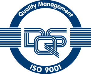Zertifizierungszeichen der DQS für Qualitätsmanagement nach der Norm ISO 9001