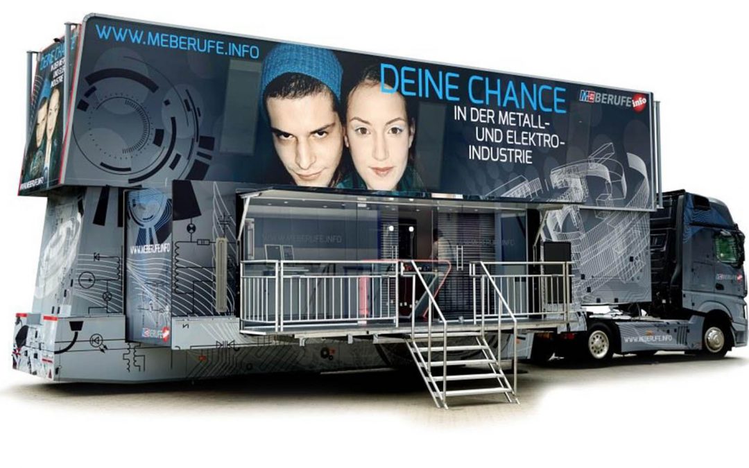 InfoTruck of the metal and electrical industry with the slogan “Your chance in the metal and electrical industry”